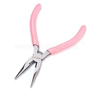 45# Carbon Steel Jewelry Pliers, Chain Nose Pliers, Wire Cutter, Polishing, Pink, 12.35x8.6x0.8cm(PT-L007-13)