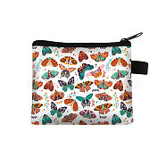 Butterfly Pattern Polyester Clutch Bags, Change Purse with Zipper & Key Ring, for Women, Rectangle, Colorful, 13.5x11cm(PAAG-PW0016-16E)