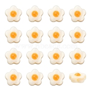 Natural Freshwater Shell Beads with Orange Enamel, Flower, White, 8~9x8~9x3.5mm, Hole: 1mm, about 48~50pcs/box(SHEL-CJ0001-25)