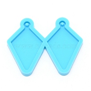 DIY Earring Silicone Molds, Resin Casting Molds, For UV Resin, Epoxy Resin Jewelry Making, Rhombus, Deep Sky Blue, 43x53x4.5mm, Hole: 1.8mm, Inner Diameter: 38x23mm(DIY-WH0096-34)