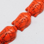 Synthetic Turquoise Beads Strands, Dyed, Buddha, Orange Red, 29x20x13mm, Hole: 1mm, about 90pcs/1000g(TURQ-G119-20x29mm-05)