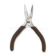 Steel Jewelry Pliers, Needle Nose Plier, with Plastic Handle, Coconut Brown, 12x8.5x1cm(PT-G003-05)