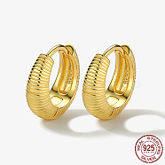 925 Sterling Silver Hoop Earrings, Ring, with 925 Stamp, Real 18K Gold Plated, 13mm(WZ9806-3)