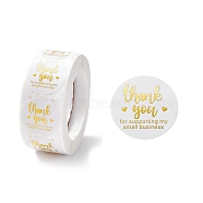 Thank You Stickers Roll, Flat Round Paper Gift Tag Stickers, Adhesive Labels Stickers, Heart Pattern, 2.8cm, about 28mm wide, Stickers: 25x0.1mm, about 500pcs/roll(DIY-O021-08A)