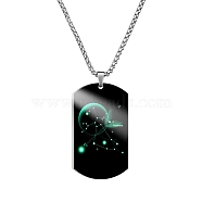 Stainless Steel Constellation Tag Pendant Necklace with Box Chains, Sagittarius, 23.62 inch(60cm)(ZODI-PW0006-01I)