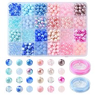 DIY Candy Color Bracelet Making Kit, Including Acrylic Round Beads, Elastic Thread, Mixed Color, 7.5~8x7~7.5mm, Hole: 1.8~2mm, 600Pcs/set(DIY-YW0007-11)