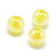 Crackle Style Acrylic Beads, AB Colour, Inside Color, Round, Yellow, 16mm, Hole: 4mm, about 225pcs/500g(MACR-S825-16mm-A)