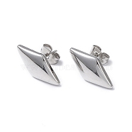 304 Stainless Steel Stud Earring for Women, Rhombus, Stainless Steel Color, 17.5x9mm, Pin: 0.8mm(EJEW-I285-22P)
