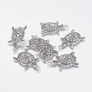 Tibetan Style Alloy Tortoise Pendants, Cadmium Free & Lead Free, Antique Silver, 39x23.5x8mm, Hole: 2.5mm(X-TIBEP-Q043-237-RS)