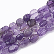 Natural Amethyst Beads Strands, Oval, 5~15x4~10x2~6mm, Hole: 1mm, about 40~60pcs/strand, 15.7 inch(X-G-S331-6x8-005)