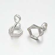 Brass Hexagon Bead Cap Bails, for Point Gemstone Pendant Making, Platinum, 16.5x12x10mm, Hole: 5x4mm & 9x9mm(X-KK-M138-01A)