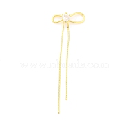 Clear Glass Big Pendants, Bowknot Charms, Real 18K Gold Plated, 86x26.5x6.5mm, Hole: 1mm(KK-Z034-05G)