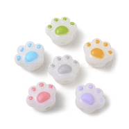 Opaque Acrylic Beads, Cat Paw, Mixed Color, 16x19x13mm, Hole: 3mm, about 214pcs/500g(MACR-M026-01)