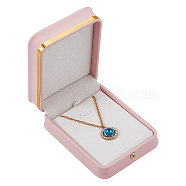 Rectangle PU Leather Pendant Boxes, Pendant Gift Case, Pink, 7.7x10.1x4cm(LBOX-WH0004-03)