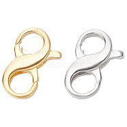 2Pcs 2 Colors 925 Sterling Silver Double Opening Lobster Claw Clasps, Number 8 Shape, Platinum & Golden, 13x8.5x3mm, Hole: 4mm, 1pc/color(FIND-SC0003-52)