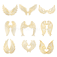 Olycraft 9Pcs 9 Styles Nickel Self-adhesive Picture Stickers, Golden, Wing Pattern, 40x40mm, 1pc/style(DIY-OC0004-31)