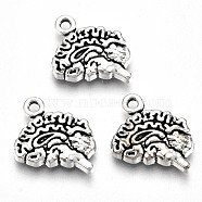 Tibetan Style Alloy Charms, Lead Free & Cadmium Free, Brain, Antique Silver, 12.5x14x3mm, Hole: 1.5mm, about 438pcs/500g(TIBE-S323-049AS-RS)