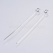 304 Stainless Steel Eye Pins, Stainless Steel Color, 40mm, Pin: 0.5mm, Head: 3mm, Hole: 1.8mm(STAS-F146-03P-40mm)