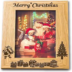 Natural Wood Photo Frames, for Tabletop Display Photo Frame, Rectangle, Peru, Christmas Themed Pattern, 152x102mm(DIY-WH0234-002)