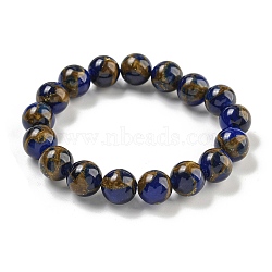 Round Synthetic Gold Clinquant Stone Stretch Bracekets, Dyed Bracekets for Men Women, Blue, Inner Diameter: 2-1/8 inch(5.5cm)(G-P549-02B-02)