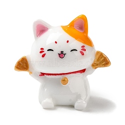Lucky Cat Resin Display Decorations, Home Deaktop Decorations, Fan, 26x27x15mm(DJEW-A013-01A)