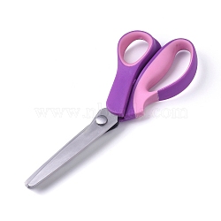 Stainless Steel Scalloped Pinking Shears, with Plastic Handle, Sewing Craft Scissors, Medium Violet Red, 234x87x18mm(TOOL-WH0117-43A)