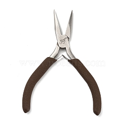 Steel Jewelry Pliers, Needle Nose Plier, with Plastic Handle, Coconut Brown, 12x8.5x1cm(PT-G003-05)