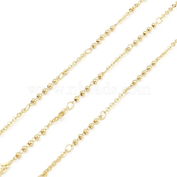 Brass Round Beaded Link Chains, Unwelded, with Spool, Real 18K Gold Plated, 2x1.5x0.2mm, 19x2mm(CHC-M025-20G)