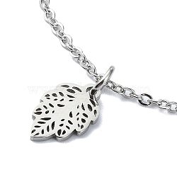 Non-Tarnish 304 Stainless Steel Pendant Necklaces, Leaf, Stainless Steel Color, 18.03 inch(45.8cm)(NJEW-B078-04P)