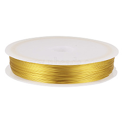 Copper Jewelry Wire, Round, Gold, 0.3mm, about 236.22 Feet(72m)/Roll(CWIR-TAC0002-02A-02)