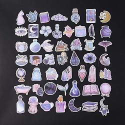 50Pcs Magic Theme PVC Waterproof Stickers Set, Adhesive Label Stickers, for Water Bottles, Laptop, Luggage, Cup, Computer, Mobile Phone, Skateboard, Guitar, Mixed Color, 45~78x30~78x0.1mm(STIC-C003-10B)