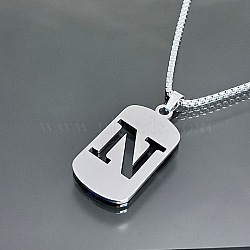 Titanium Steel Box Chain Necklaces, Rectangle with Letter N Pendant Necklaces (YT2090-14)