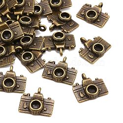 Metal Alloy Pendants, Cadmium Free & Lead Free, Camera, Antique Bronze, 13x13x5mm, Hole: 2mm(PALLOY-A15513-AB)