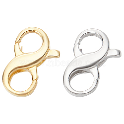 2Pcs 2 Colors 925 Sterling Silver Double Opening Lobster Claw Clasps, Number 8 Shape, Platinum & Golden, 13x8.5x3mm, Hole: 4mm, 1pc/color(FIND-SC0003-52)