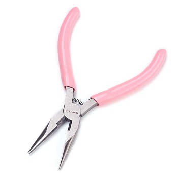 45# Carbon Steel Jewelry Pliers, Chain Nose Pliers, Wire Cutter, Polishing, Pink, 12.35x8.6x0.8cm