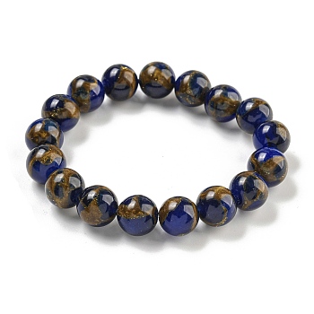 Round Synthetic Gold Clinquant Stone Stretch Bracekets, Dyed Bracekets for Men Women, Blue, Inner Diameter: 2-1/8 inch(5.5cm)