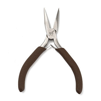 Steel Jewelry Pliers, Needle Nose Plier, with Plastic Handle, Coconut Brown, 12x8.5x1cm