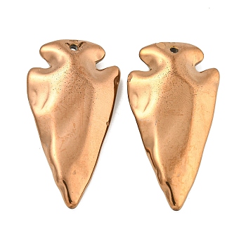 Electroplated Synthetic Non-Magnetic Hematite Pendants, Arrowhead Charms, Copper Plated, 45x24x8mm, Hole: 1.9mm