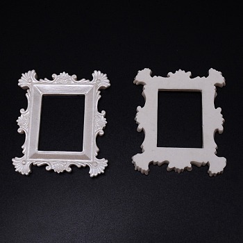 Retro Photo Frames, Resin Flower Frames, Small Family Photo Holders, for Pictures Embossed Photo Props Wall Decor Accessories, Rectangle, White, 100x83x10mm, Inner Diameter: 54.5x39.5mm