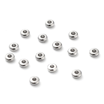 Brass Spacer Beads, Donut, Real Platinum Plated, 3x1mm, Hole: 1mm