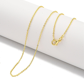 Brass Cable Chain Necklaces for Women, Real 18K Gold Plated, 17.56 inch(446mm)