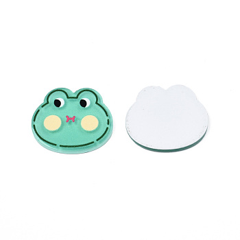 Printed Acrylic Cabochons, Frog, Turquoise, 18x20.5x2mm