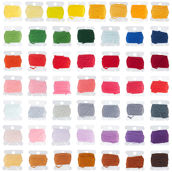 Elite 50 Cards 50 Colors 6-Ply Polyester Embroidery Floss, Cross Stitch Threads, Mixed Color, 1mm, 8~10m/card, 1 card/color