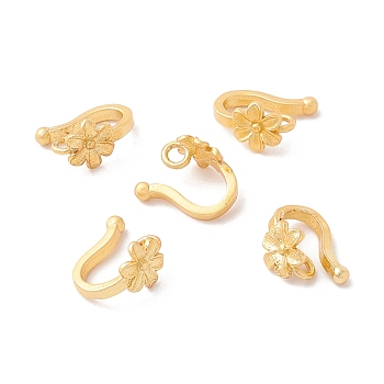 Rack Plating Brass S Hook Clasps, Long-Lasting Plated, Lead Free & Cadmium Free, Flower, Matte Gold Color, 9.7x5.7mm, Hole: 1.6mm