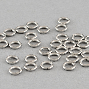 304 Stainless Steel Open Jump Rings, Stainless Steel Color, 21 Gauge, 3.5x0.7mm, Inner Diameter: 2.1mm