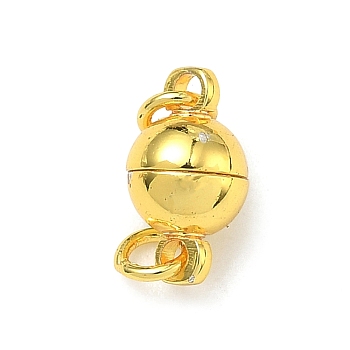 Brass Magnetic Clasps, Long-Lasting Plated, Rack Plating, Round, Golden, 11x6x6mm, Jump Ring: 4x1mm, Inner Diameter: 2mm