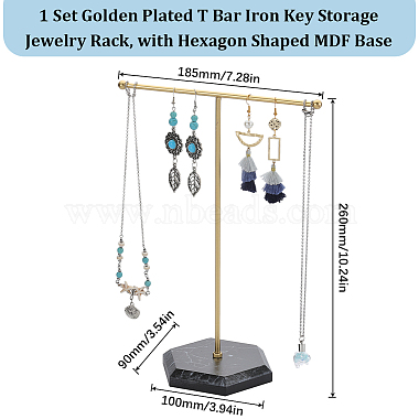 1 ensemble de porte-bijoux de rangement pour clés en fer plaqué or(ODIS-SC0001-03A)-2