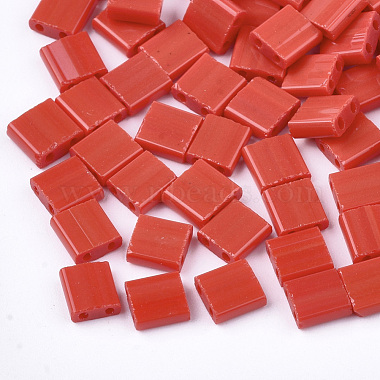 5mm Red Rectangle Glass Beads