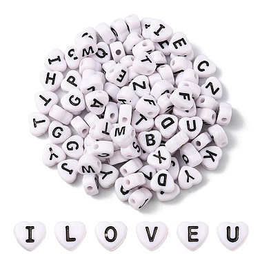 White Heart Acrylic Beads