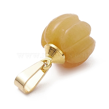 Breloques citrouille en aventurine jaune naturel avec ton doré 304 clips en acier inoxydable sur bélières(PALLOY-JF02349-02)-4